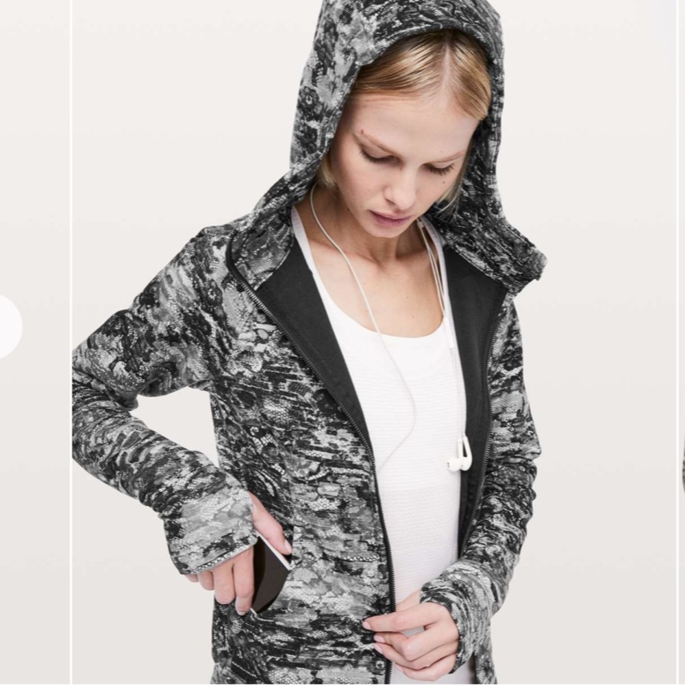 Lululemon Scuba Hoodie *Light Cotton Fleece Masked Lace Starlight Black Size 8